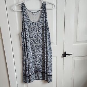 J. Jill Blue and White Patterned Tank Top